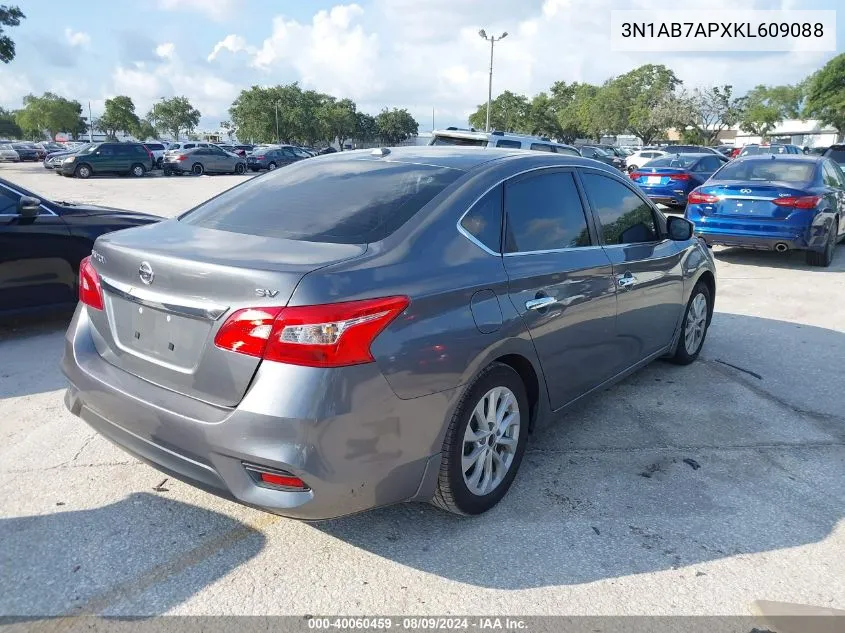 2019 Nissan Sentra Sv VIN: 3N1AB7APXKL609088 Lot: 40060459