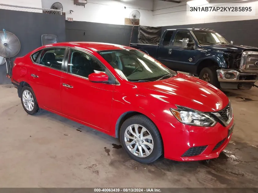 2019 Nissan Sentra Sv VIN: 3N1AB7AP2KY285895 Lot: 40063439