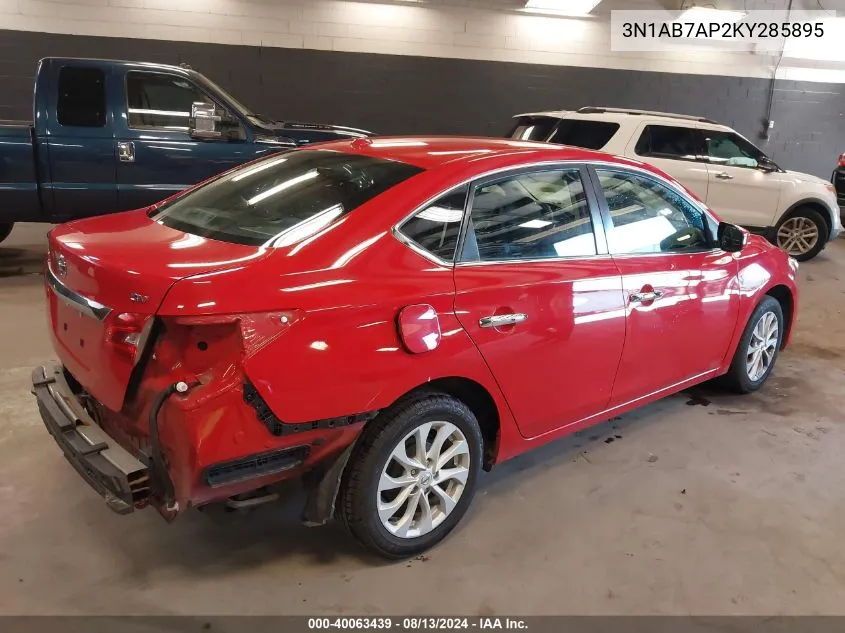 3N1AB7AP2KY285895 2019 Nissan Sentra Sv