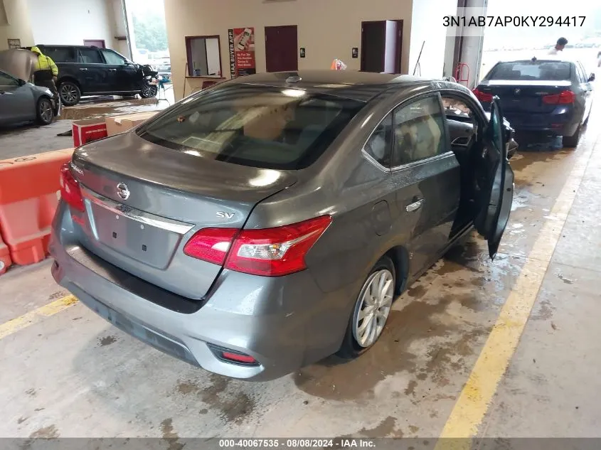 3N1AB7AP0KY294417 2019 Nissan Sentra Sv