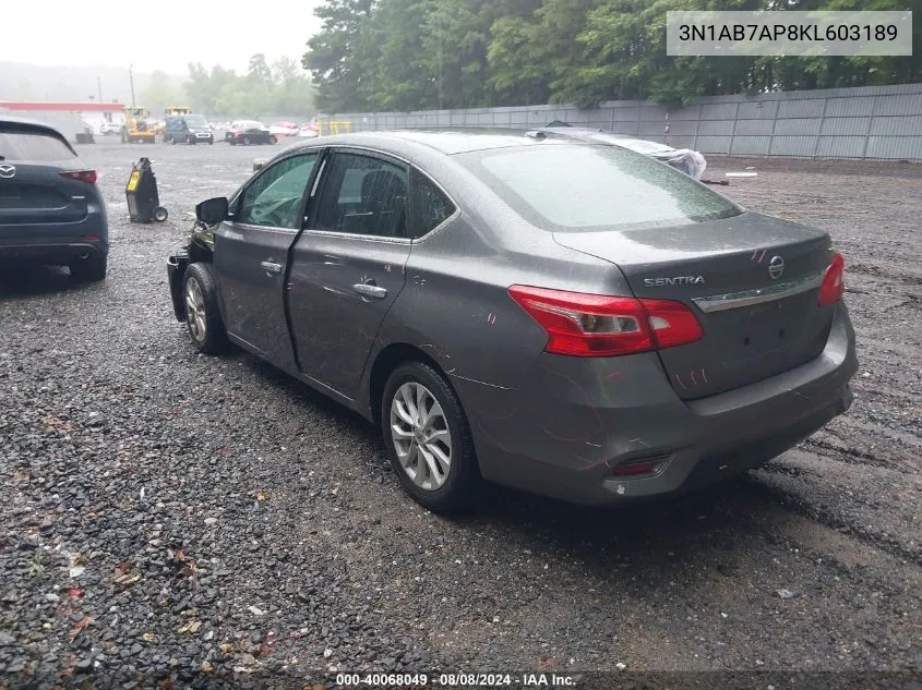 2019 Nissan Sentra Sv VIN: 3N1AB7AP8KL603189 Lot: 40068049