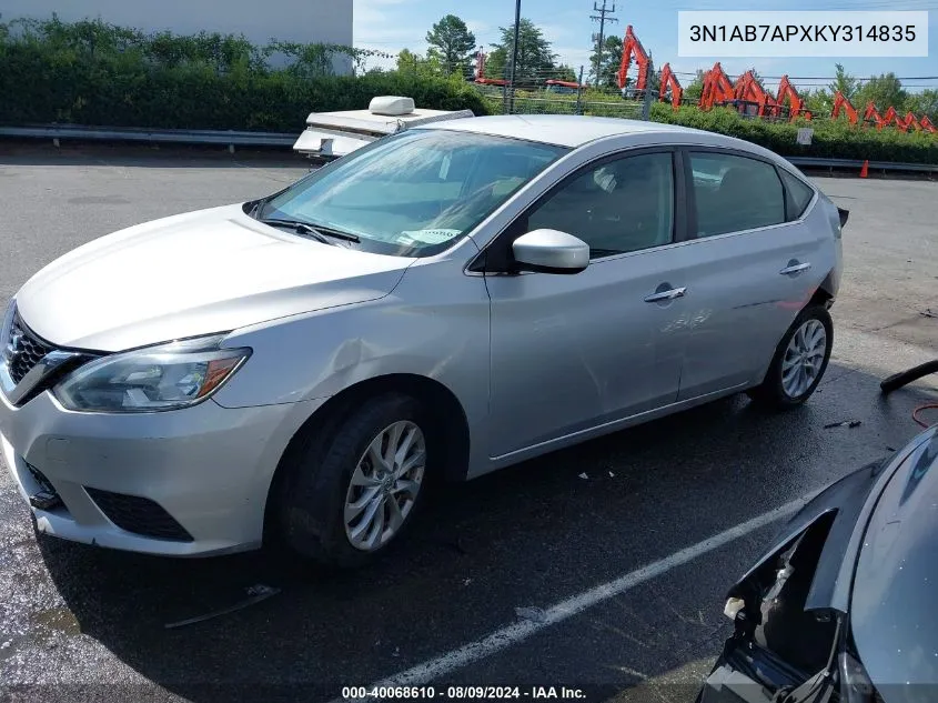 3N1AB7APXKY314835 2019 Nissan Sentra Sv