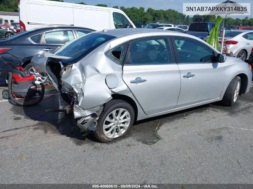 2019 Nissan Sentra Sv VIN: 3N1AB7APXKY314835 Lot: 40068610