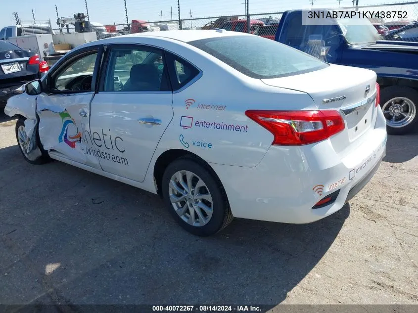 3N1AB7AP1KY438752 2019 Nissan Sentra S/Sl/Sr/Sv