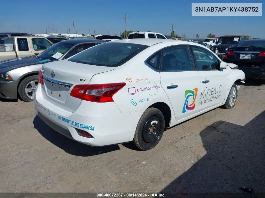 3N1AB7AP1KY438752 2019 Nissan Sentra S/Sl/Sr/Sv