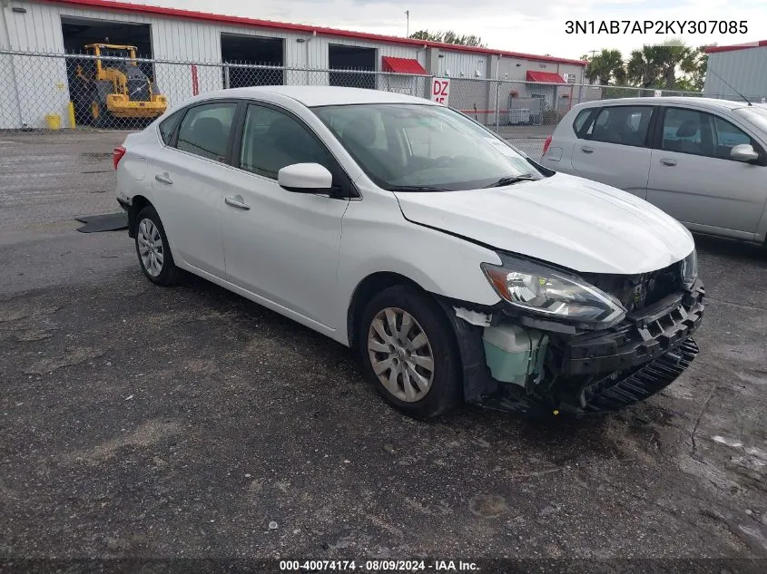 2019 Nissan Sentra S VIN: 3N1AB7AP2KY307085 Lot: 40074174