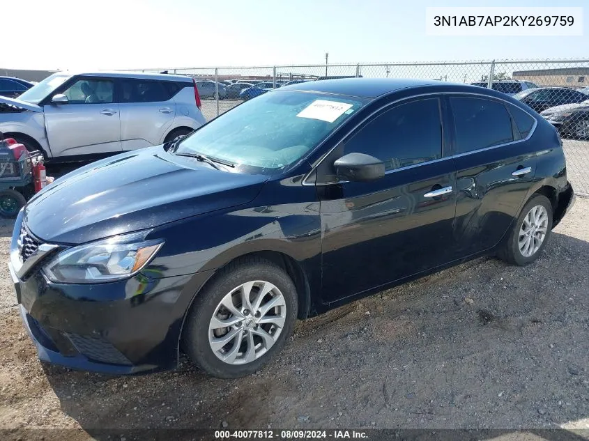 3N1AB7AP2KY269759 2019 Nissan Sentra Sv