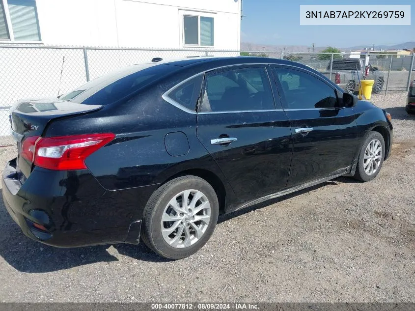 3N1AB7AP2KY269759 2019 Nissan Sentra Sv