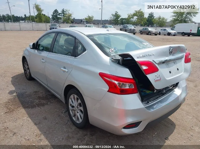 2019 Nissan Sentra Sv VIN: 3N1AB7AP0KY432912 Lot: 40084332