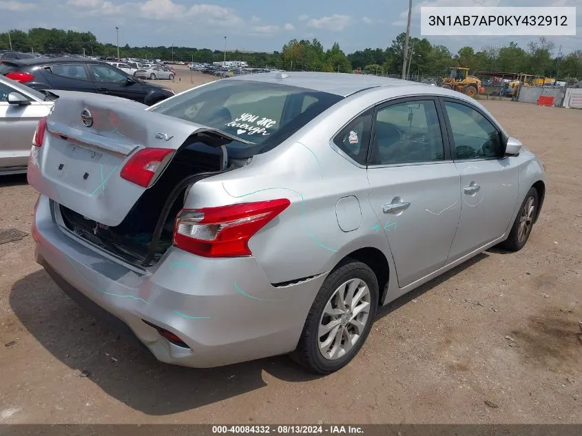 2019 Nissan Sentra Sv VIN: 3N1AB7AP0KY432912 Lot: 40084332