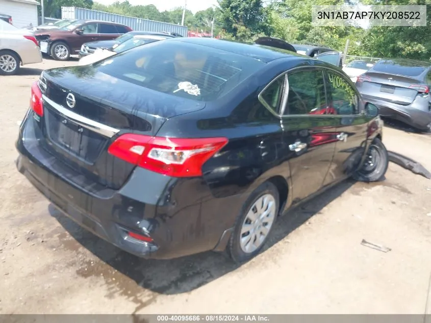 2019 Nissan Sentra S VIN: 3N1AB7AP7KY208522 Lot: 40095686