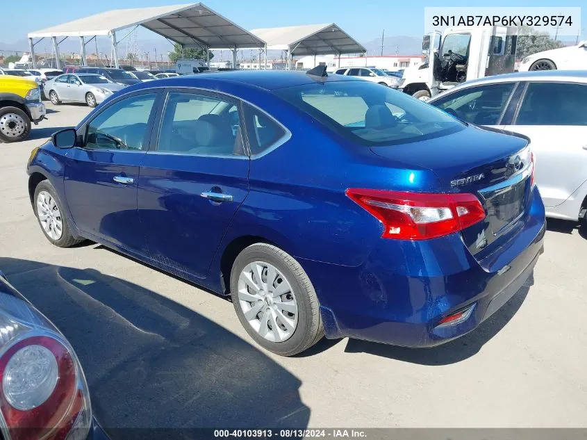 2019 Nissan Sentra S/Sl/Sr/Sv VIN: 3N1AB7AP6KY329574 Lot: 40103913