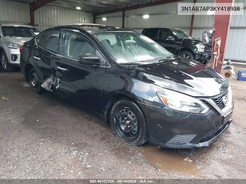 2019 Nissan Sentra Sv VIN: 3N1AB7AP3KY418938 Lot: 40107225