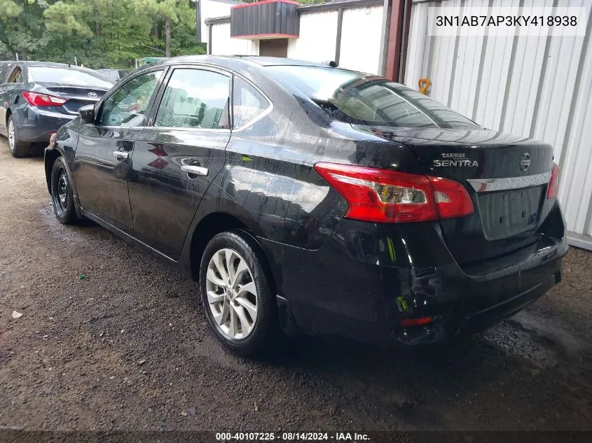 2019 Nissan Sentra Sv VIN: 3N1AB7AP3KY418938 Lot: 40107225