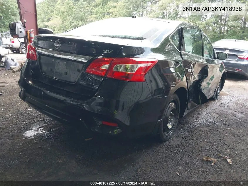 3N1AB7AP3KY418938 2019 Nissan Sentra Sv