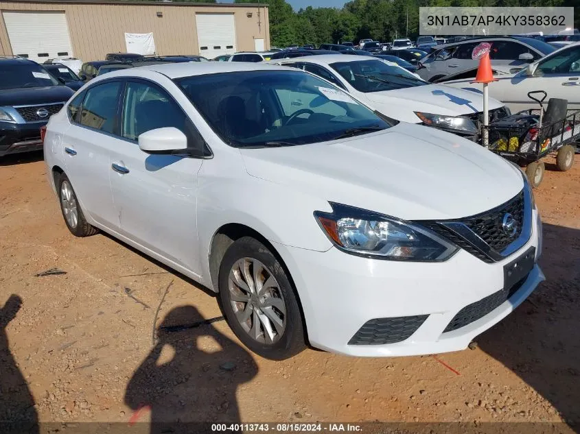 2019 Nissan Sentra Sv VIN: 3N1AB7AP4KY358362 Lot: 40113743