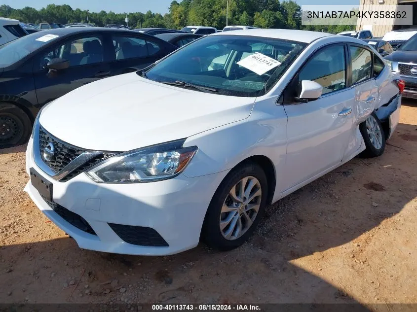 3N1AB7AP4KY358362 2019 Nissan Sentra Sv