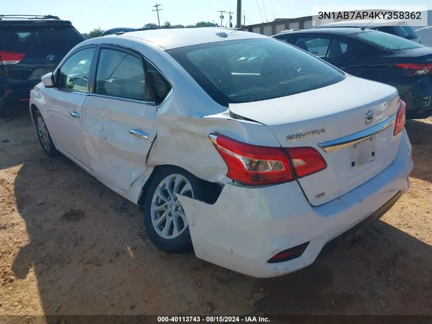 3N1AB7AP4KY358362 2019 Nissan Sentra Sv