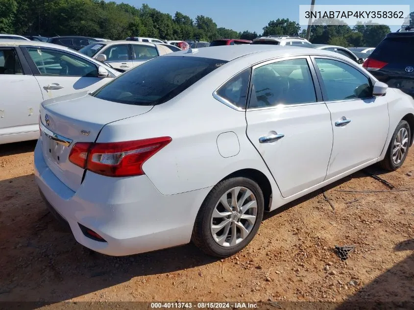 3N1AB7AP4KY358362 2019 Nissan Sentra Sv