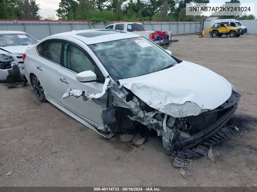 3N1AB7AP2KY241024 2019 Nissan Sentra Sr