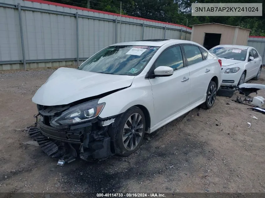 3N1AB7AP2KY241024 2019 Nissan Sentra Sr