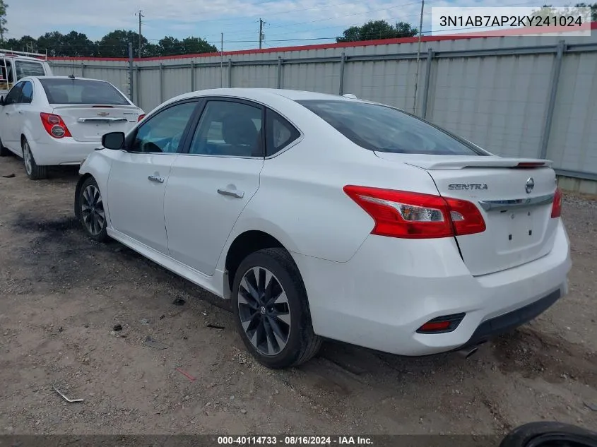 2019 Nissan Sentra Sr VIN: 3N1AB7AP2KY241024 Lot: 40114733