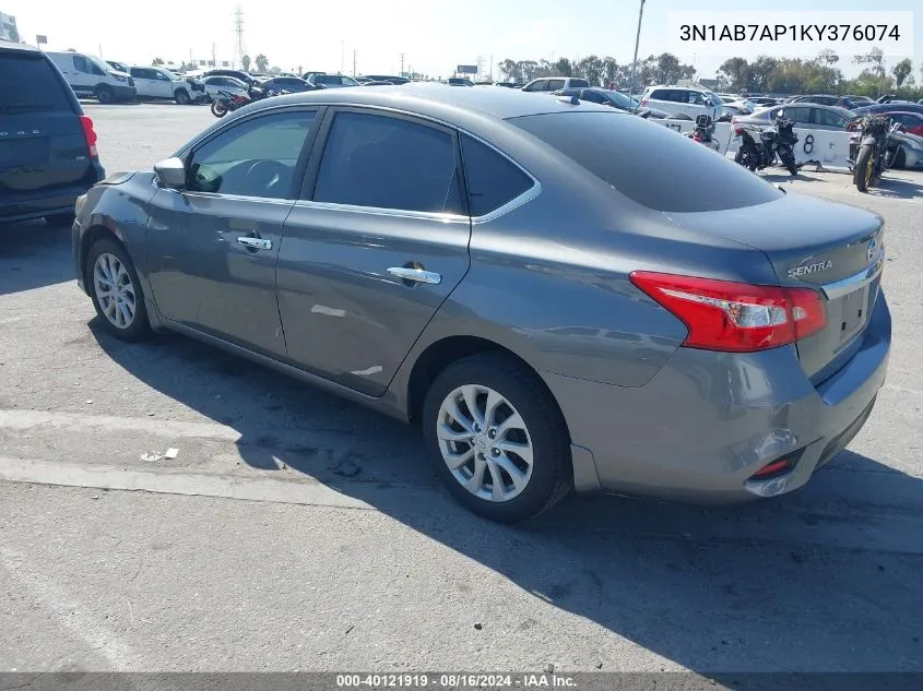 2019 Nissan Sentra S/Sv/Sr/Sl VIN: 3N1AB7AP1KY376074 Lot: 40121919