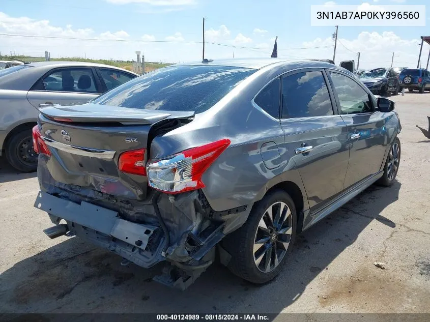 2019 Nissan Sentra Sr VIN: 3N1AB7AP0KY396560 Lot: 40124989