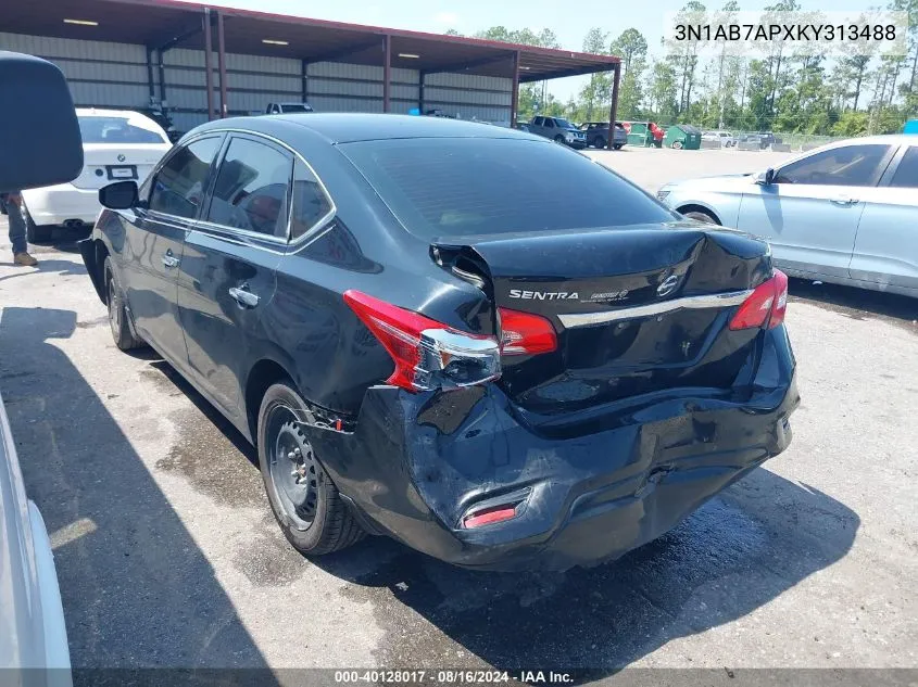 2019 Nissan Sentra S VIN: 3N1AB7APXKY313488 Lot: 40128017