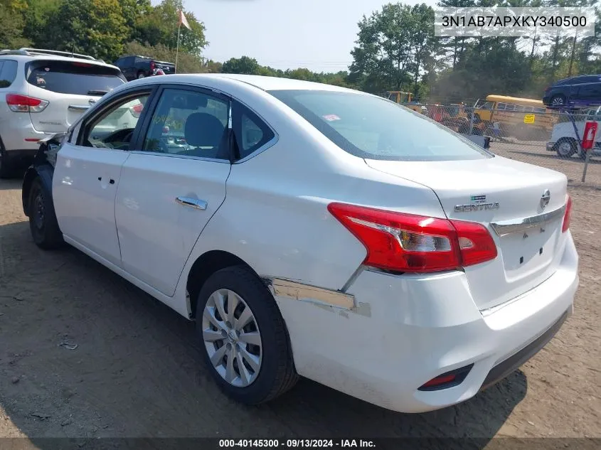 2019 Nissan Sentra S VIN: 3N1AB7APXKY340500 Lot: 40145300