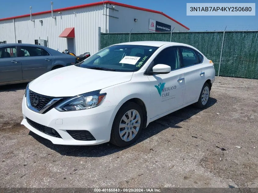 3N1AB7AP4KY250680 2019 Nissan Sentra S