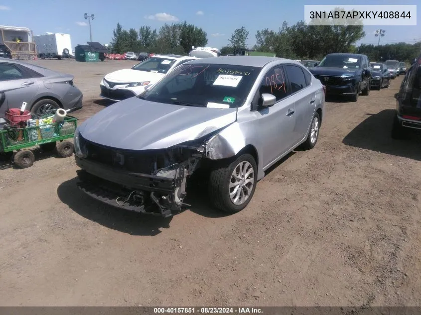 2019 Nissan Sentra Sv VIN: 3N1AB7APXKY408844 Lot: 40157851