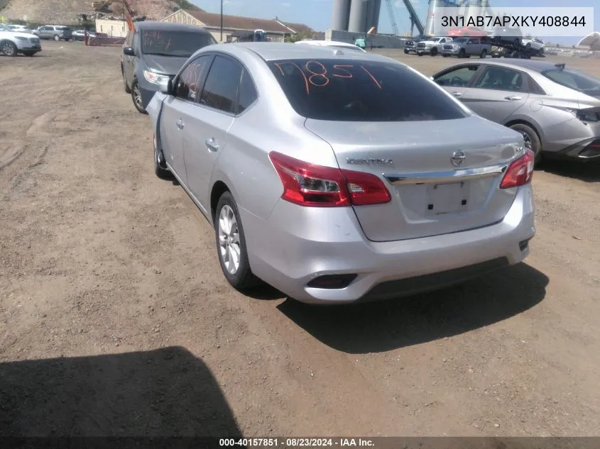 2019 Nissan Sentra Sv VIN: 3N1AB7APXKY408844 Lot: 40157851