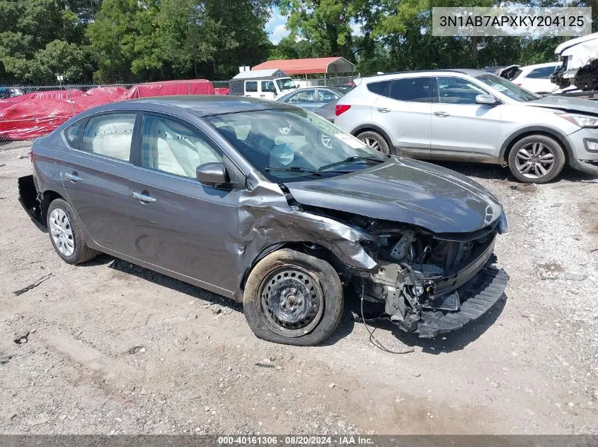 2019 Nissan Sentra S VIN: 3N1AB7APXKY204125 Lot: 40161306