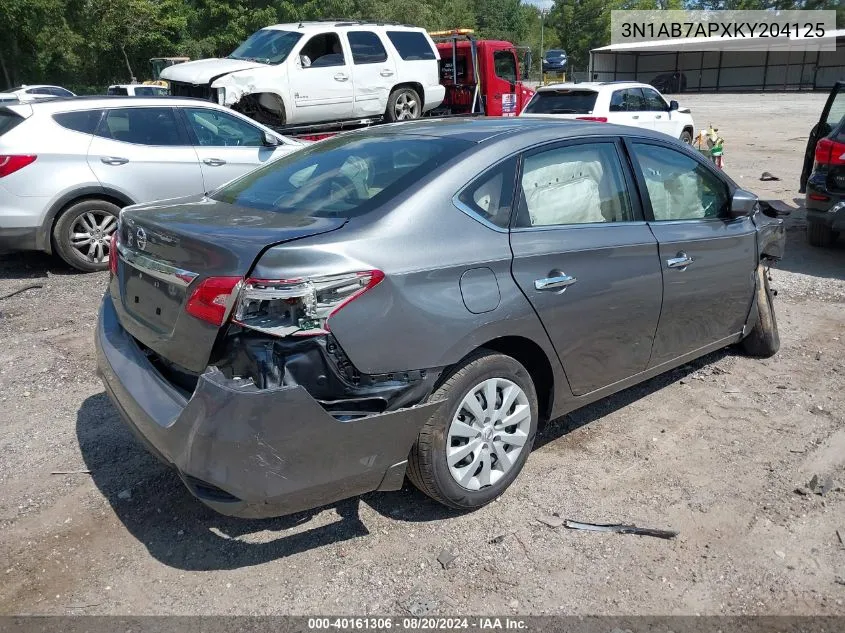 2019 Nissan Sentra S VIN: 3N1AB7APXKY204125 Lot: 40161306