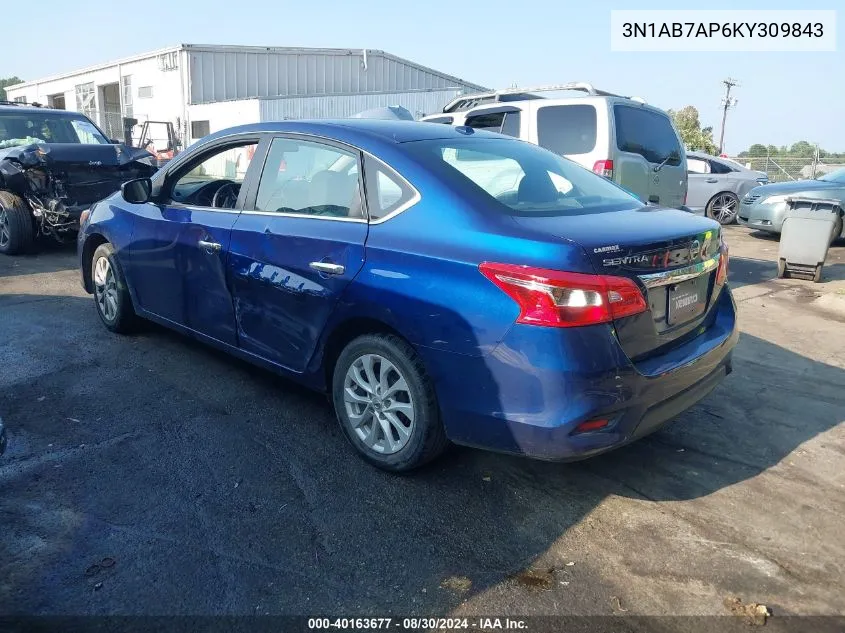 2019 Nissan Sentra Sv VIN: 3N1AB7AP6KY309843 Lot: 40163677