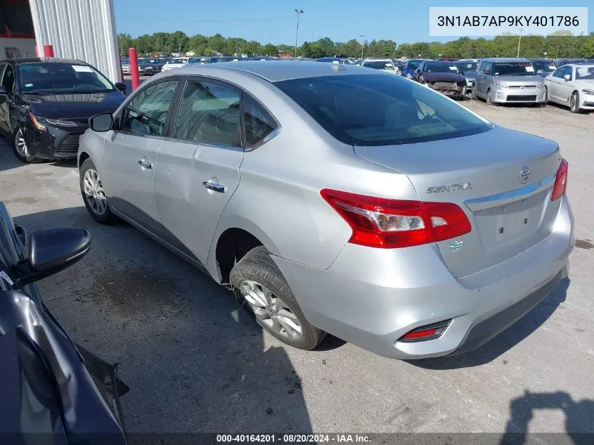 3N1AB7AP9KY401786 2019 Nissan Sentra Sv