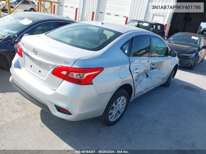 2019 Nissan Sentra Sv VIN: 3N1AB7AP9KY401786 Lot: 40164201