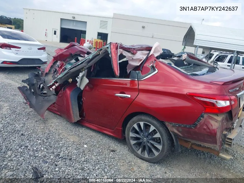 2019 Nissan Sentra Sr VIN: 3N1AB7AP7KY242637 Lot: 40168064