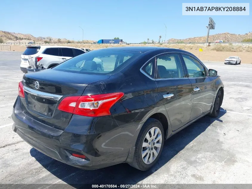 2019 Nissan Sentra S VIN: 3N1AB7AP8KY208884 Lot: 40170584