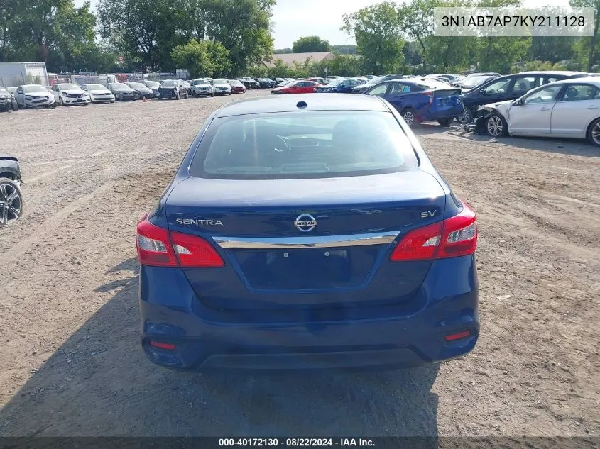 2019 Nissan Sentra Sv VIN: 3N1AB7AP7KY211128 Lot: 40172130