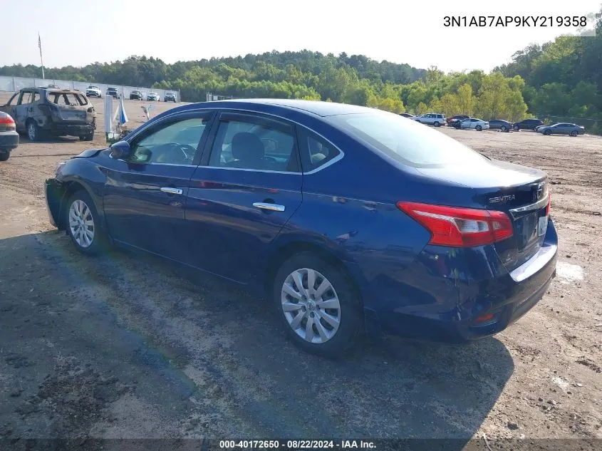 2019 Nissan Sentra S VIN: 3N1AB7AP9KY219358 Lot: 40172650