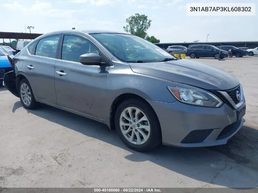 3N1AB7AP3KL608302 2019 Nissan Sentra Sv