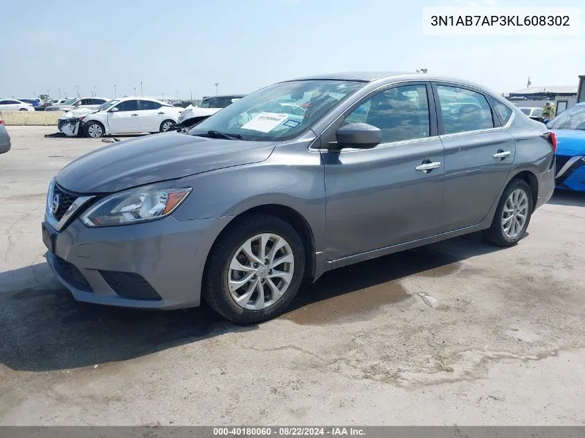 2019 Nissan Sentra Sv VIN: 3N1AB7AP3KL608302 Lot: 40180060