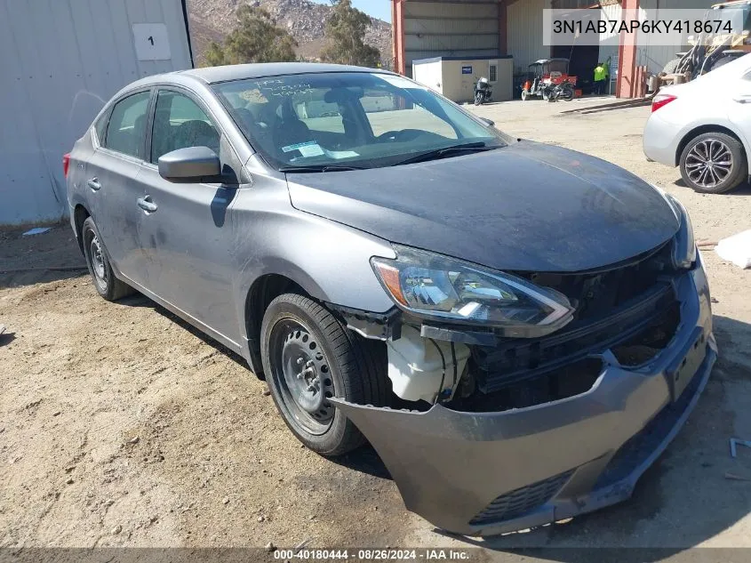 2019 Nissan Sentra S VIN: 3N1AB7AP6KY418674 Lot: 40180444