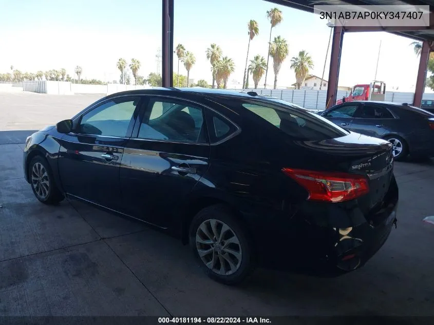 3N1AB7AP0KY347407 2019 Nissan Sentra Sv