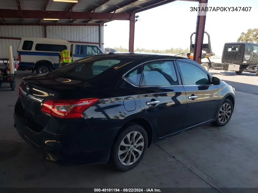 2019 Nissan Sentra Sv VIN: 3N1AB7AP0KY347407 Lot: 40181194