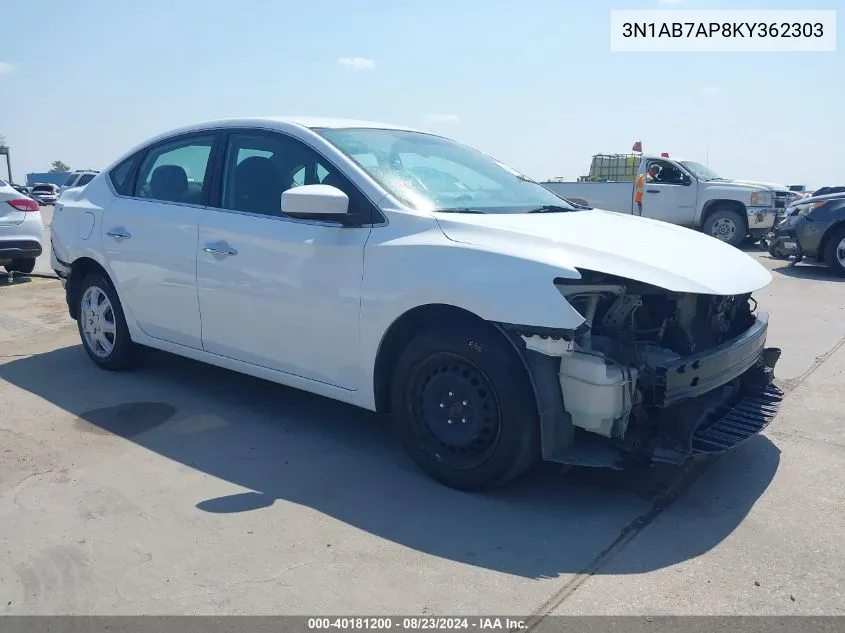 2019 Nissan Sentra S VIN: 3N1AB7AP8KY362303 Lot: 40181200