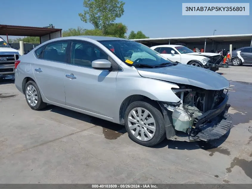 3N1AB7AP5KY356801 2019 Nissan Sentra S