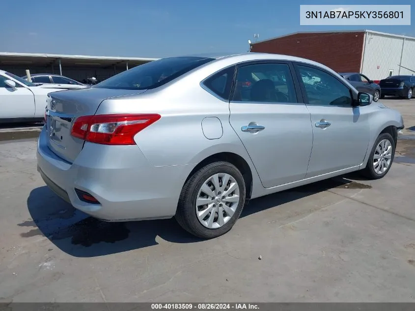 3N1AB7AP5KY356801 2019 Nissan Sentra S